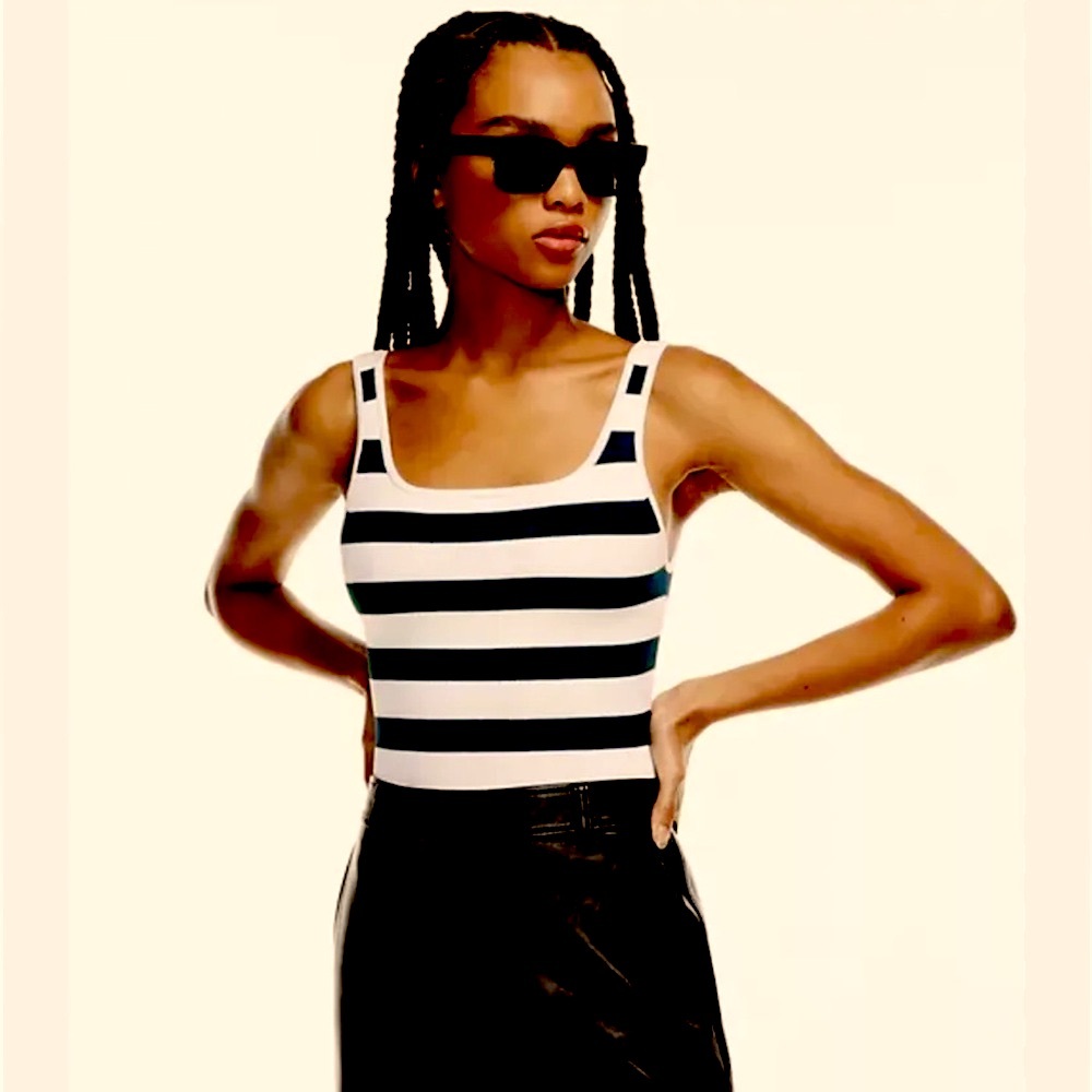 Aritzia Black and White Striped Tank Top